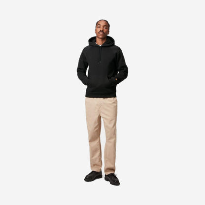 Carhartt WIP Hooded Chase Sweatshirt Black/Gold, porté, vue en pied