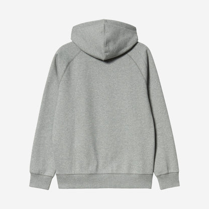 Carhartt WIP Hooded Chase Sweatshirt Grey Heather/Gold, à plat, vue de dos