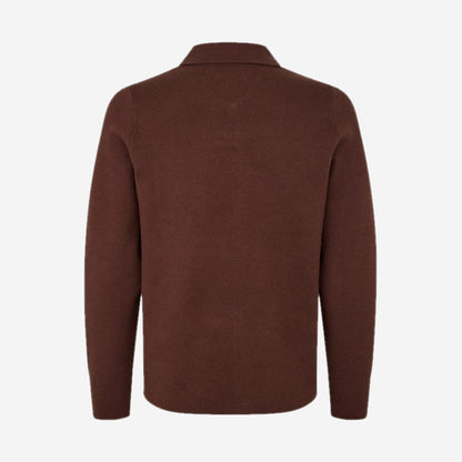 Packshot de dos du cardigan Guna X zip Bitter Chocolate en maille viscose ECOVERO, Samsøe Samsøe