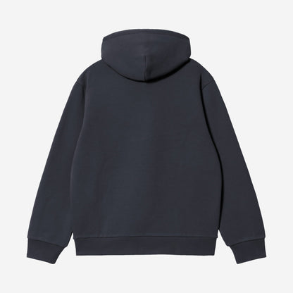 Carhartt WIP Hooded Carhartt Sweatshirt Dark Navy/Dark Scarab, à plat, vue de dos