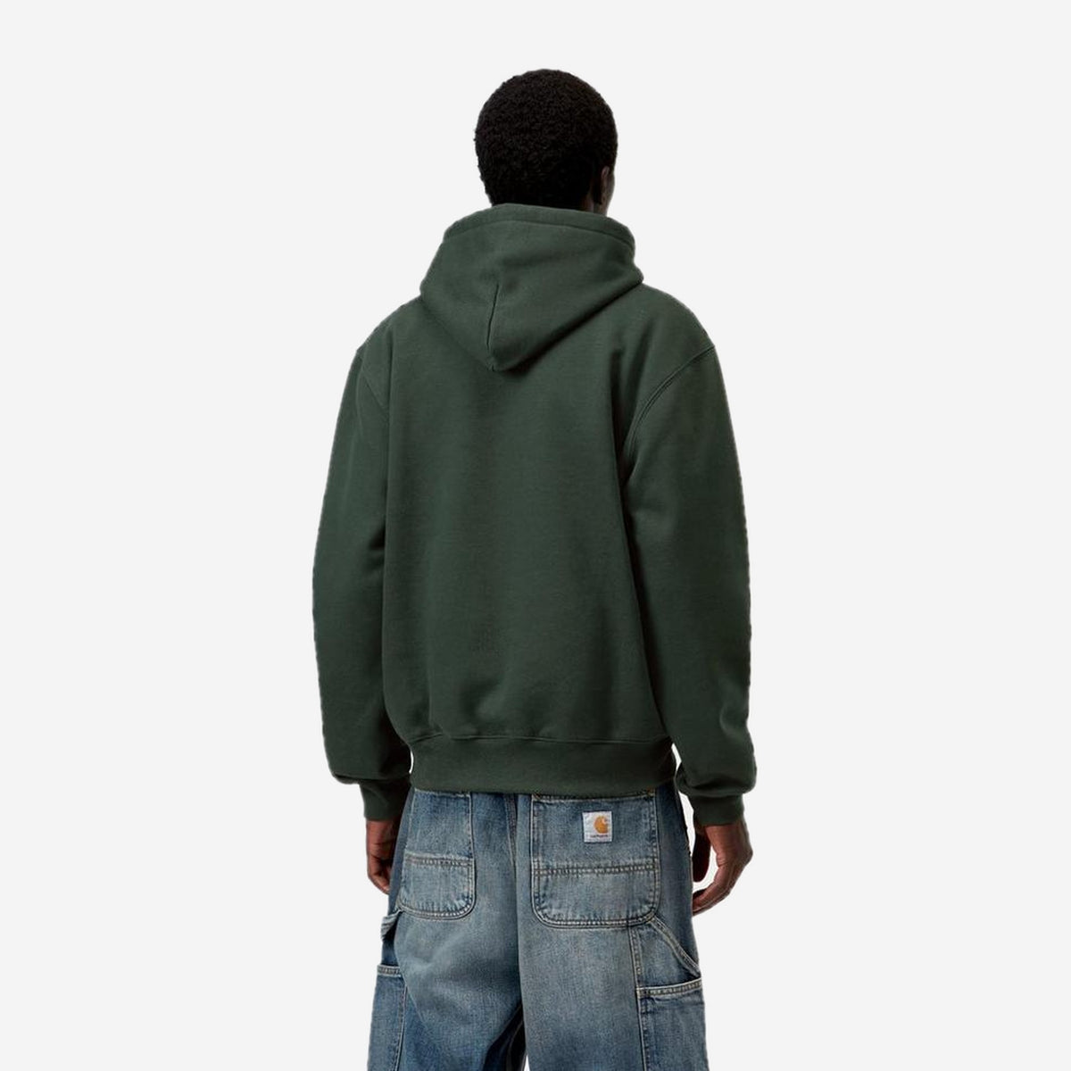Carhartt WIP Hooded Carhartt Sweatshirt Dark Scarab/Palisander, porté, vue de dos