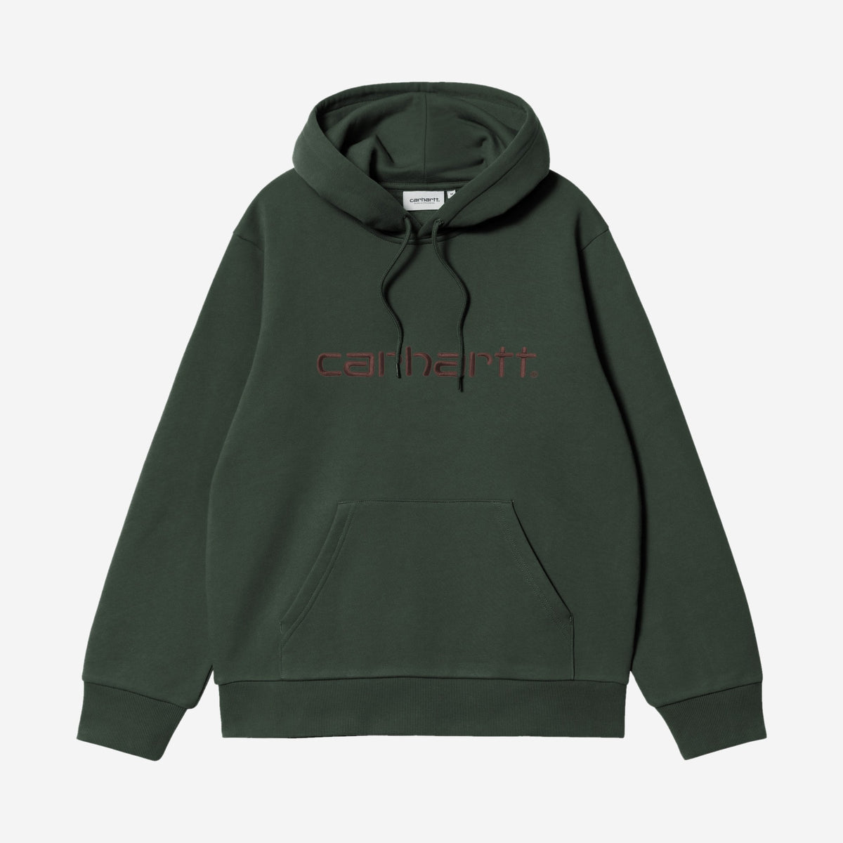 Carhartt WIP Hooded Carhartt Sweatshirt Dark Scarab/Palisander, à plat, vue de face