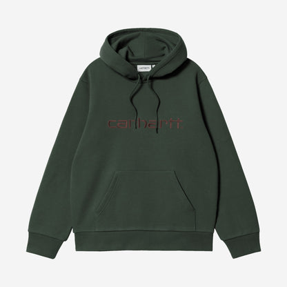 Carhartt WIP Hooded Carhartt Sweatshirt Dark Scarab/Palisander, à plat, vue de face