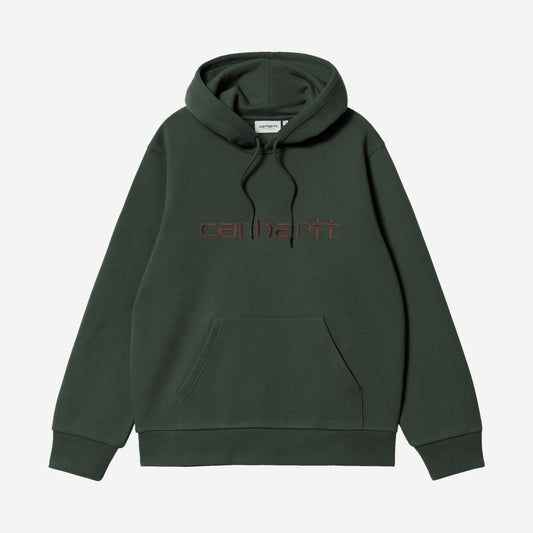 Carhartt WIP Hooded Carhartt Sweatshirt Dark Scarab/Palisander, à plat, vue de face