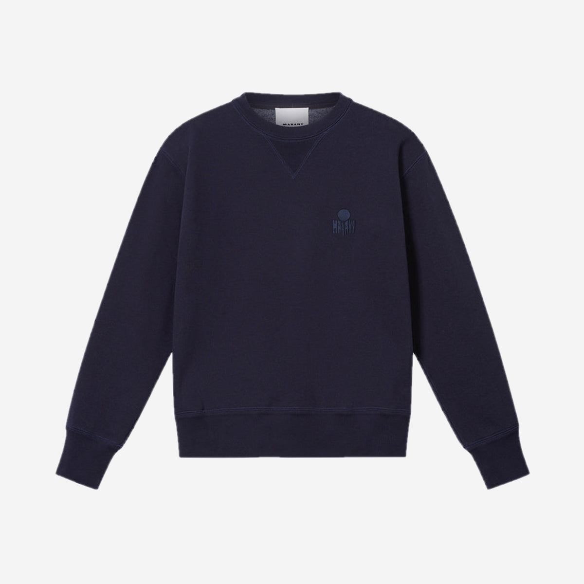 Isabel Marant Sweat Mike Bleu marine, sweat col rond en molleton de coton avec logo IM Marant brodé ton sur ton, à plat