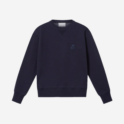 Isabel Marant Sweat Mike Bleu marine, sweat col rond en molleton de coton avec logo IM Marant brodé ton sur ton, à plat