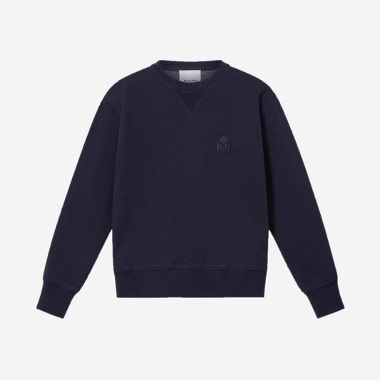 Isabel Marant Sweat Mike Bleu marine, sweat col rond en molleton de coton avec logo IM Marant brodé ton sur ton, à plat