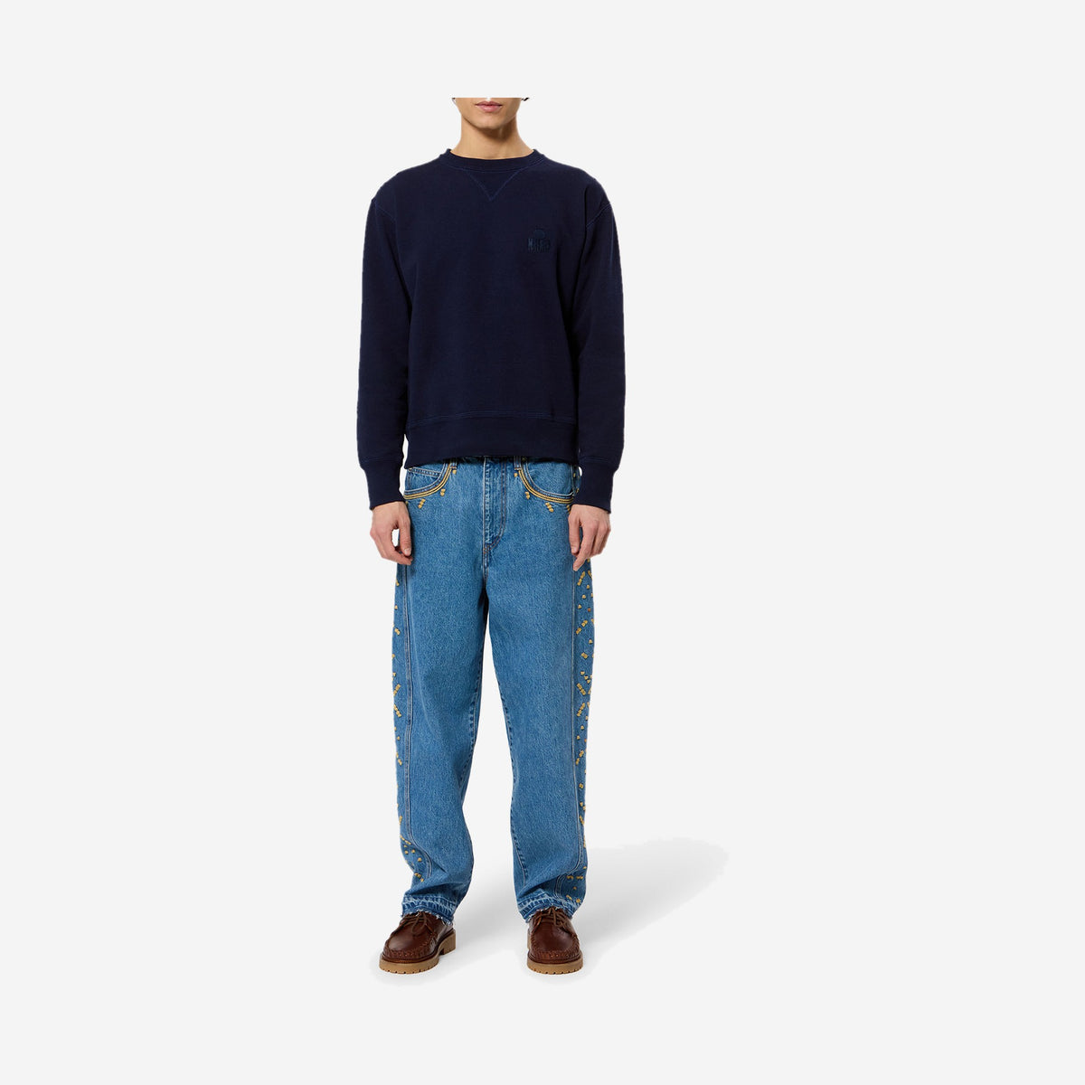 Isabel Marant Sweat Mike Bleu marine porté, vue en pied