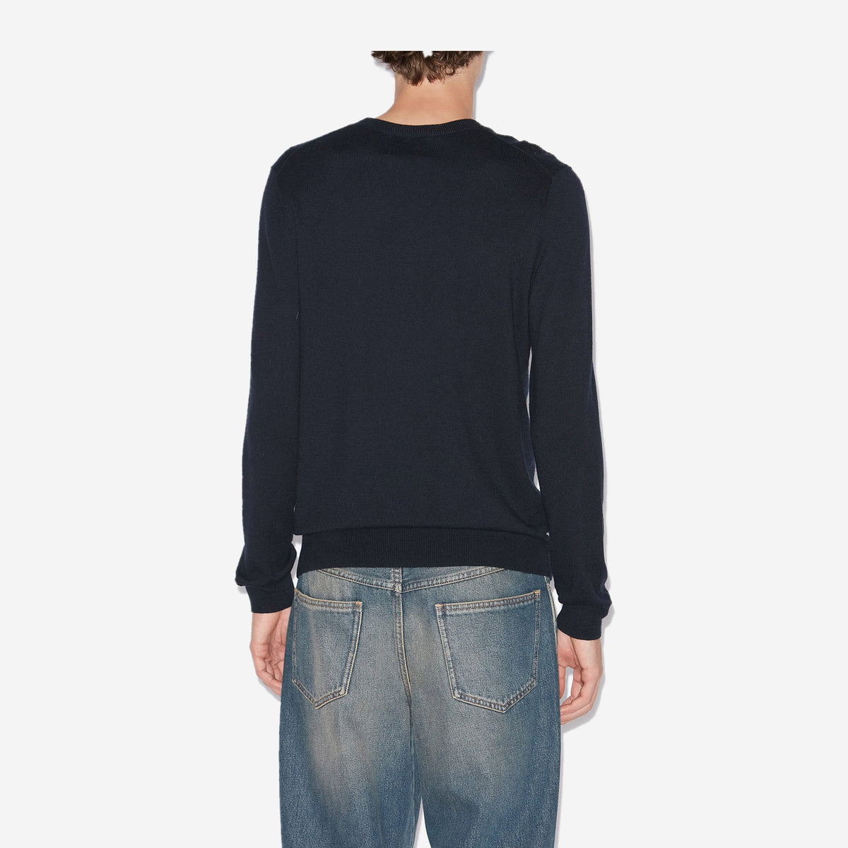 Isabel Marant Pull Evans Bleu marine porté, vue de dos