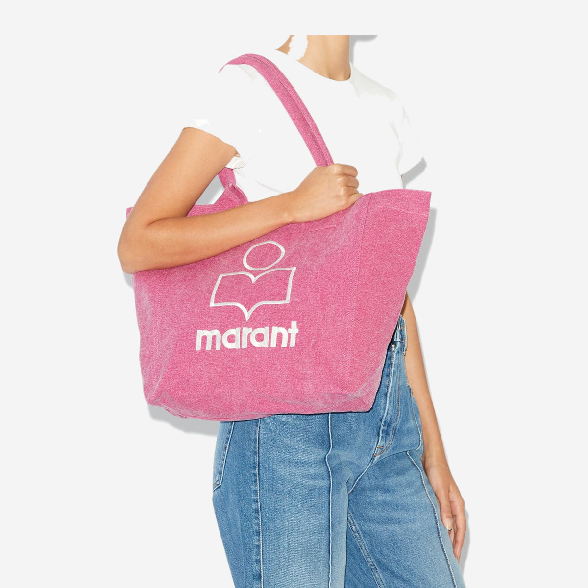 Isabel Marant Small Yenky Pink porté à l'épaule