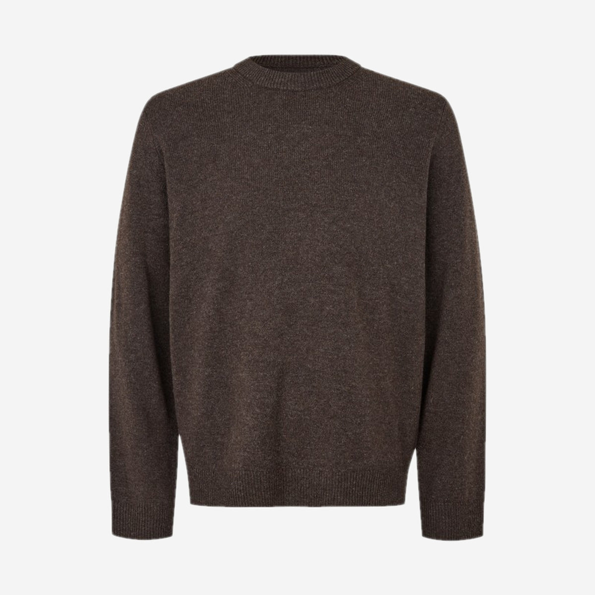 Pull col rond Samsøe Samsøe Isak Knit Sweater Delicioso en laine mérinos, packshot de face, chez For The Week à Ajaccio