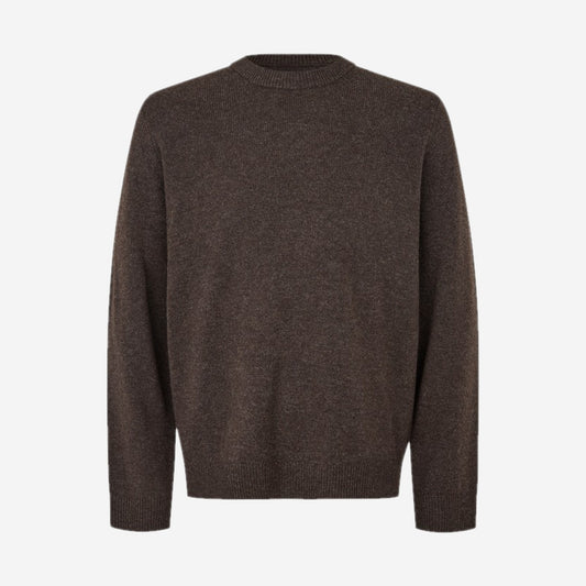 Pull col rond Samsøe Samsøe Isak Knit Sweater Delicioso en laine mérinos, packshot de face, chez For The Week à Ajaccio