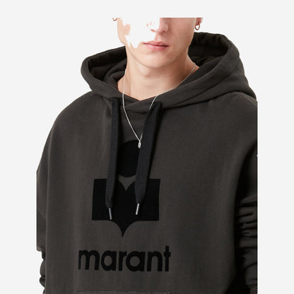 Isabel Marant Hoodie Miley Noir délavé, détail du logo Marant