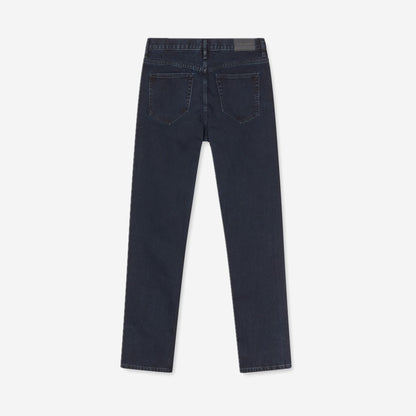 Jean Sacosmo Night Sky en packshot de dos, poches plaquées et écusson logo, denim bleu nuit presque noir, Samsøe Samsøe