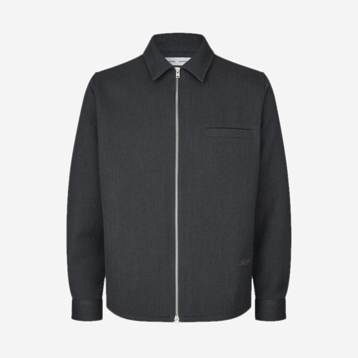 Surchemise zippée Sadamon GT Dark Grey Mel. Samsøe Samsøe, packshot de face, chez For The Week à Ajaccio