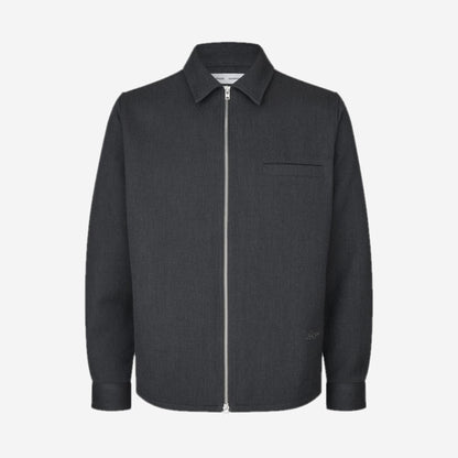 Surchemise zippée Sadamon GT Dark Grey Mel. Samsøe Samsøe, packshot de face, chez For The Week à Ajaccio