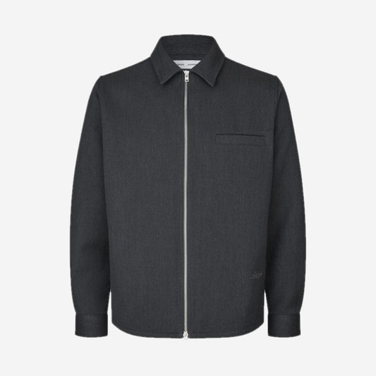 Surchemise zippée Sadamon GT Dark Grey Mel. Samsøe Samsøe, packshot de face, chez For The Week à Ajaccio