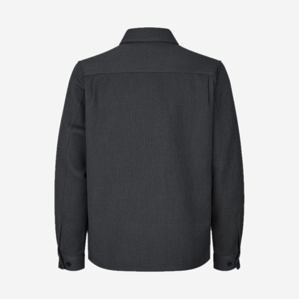 Packshot de dos de la surchemise Sadamon GT Dark Grey Mel. Samsøe Samsøe en coton bio, polyester recyclé et laine
