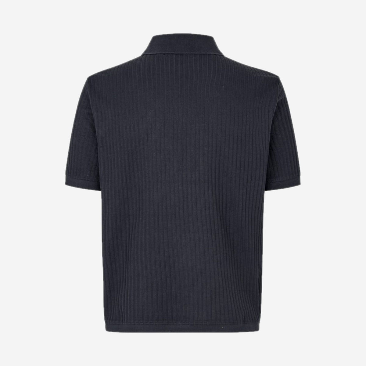 Packshot de dos du Sajase rib polo Salute, côtes verticales en coton bio extensible, Samsøe Samsøe
