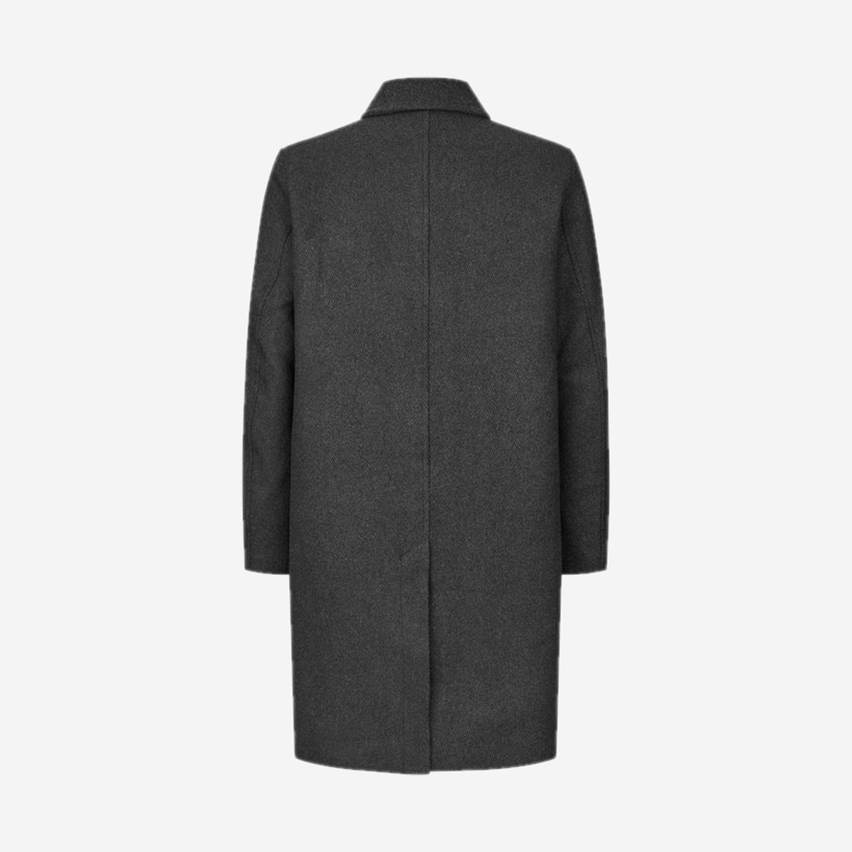 Manteau Salapo Black en packshot de dos, couture milieu et fente au bas du dos, anthracite chiné, Samsøe Samsøe
