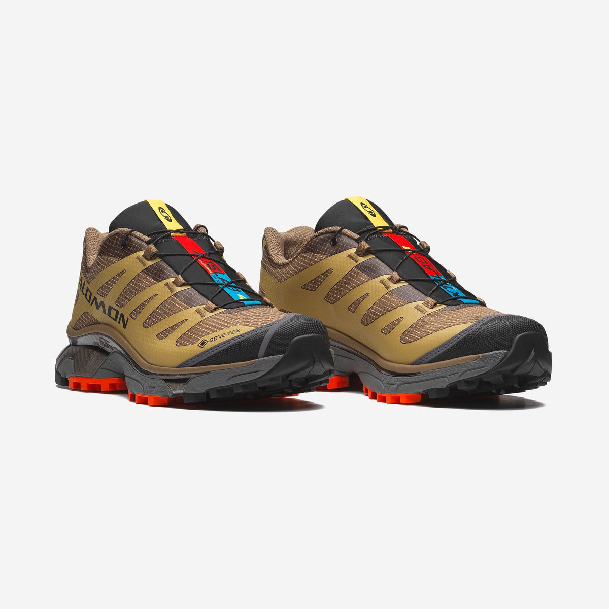 Salomon XT4 OG GTX Coyote Brown Willow Dragon Fire, paire de trois-quarts