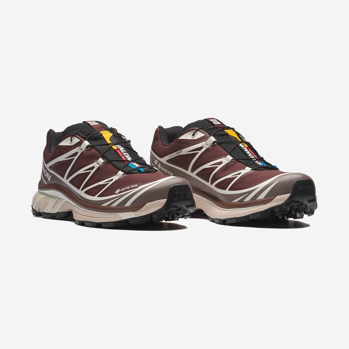 Salomon XT6 GTX Bitter Chocolate Iron Vanilla Ice, paire de trois-quarts