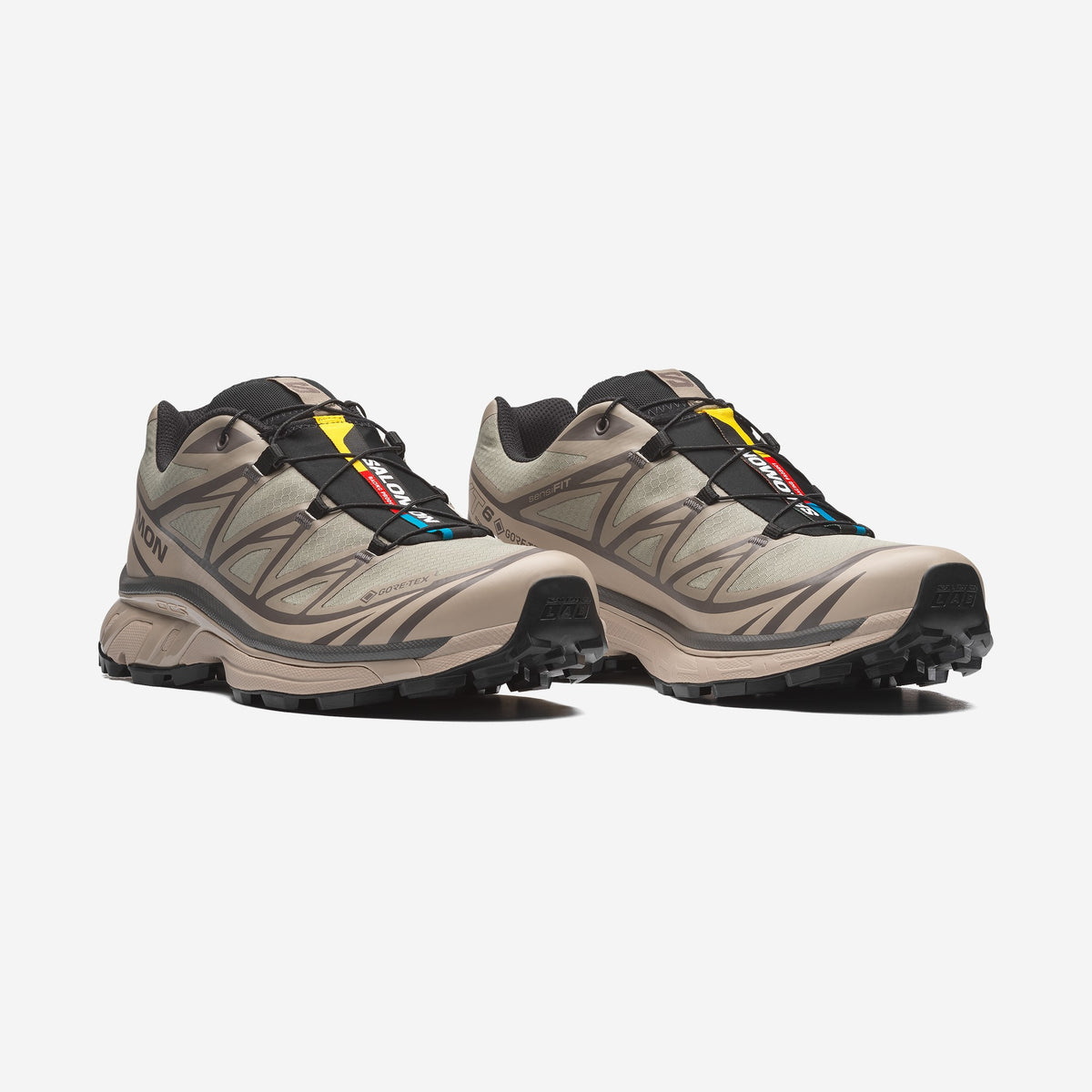 Salomon XT6 GTX White Pepper Silver Sage, vue de trois-quarts