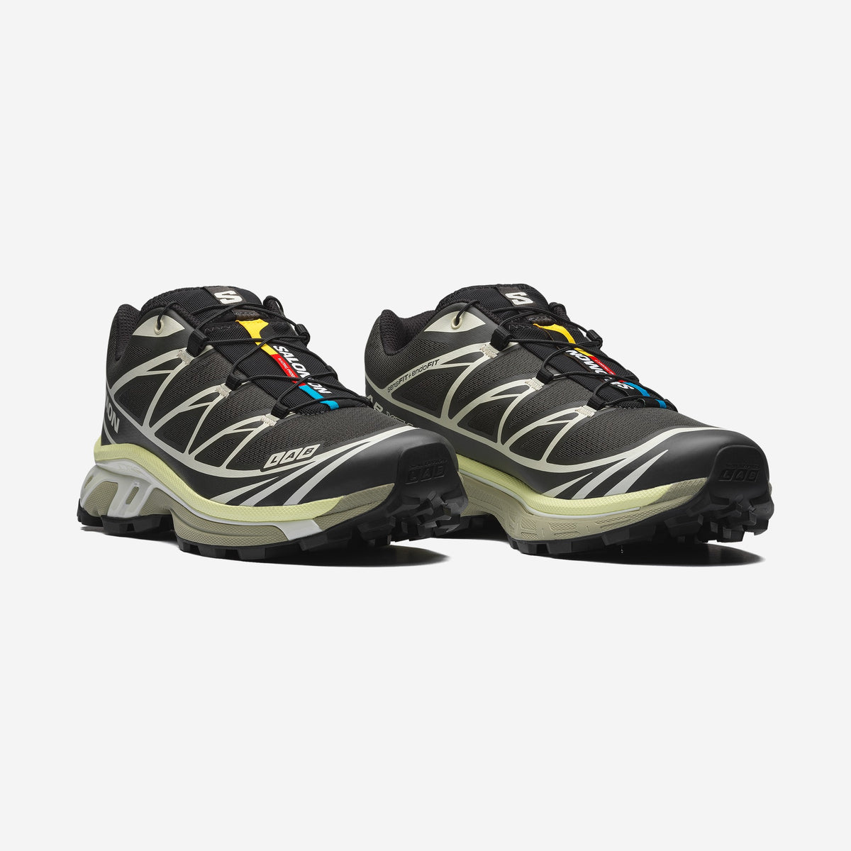 Salomon XT6 Peat Icicle Lime Cream, paire de trois-quarts