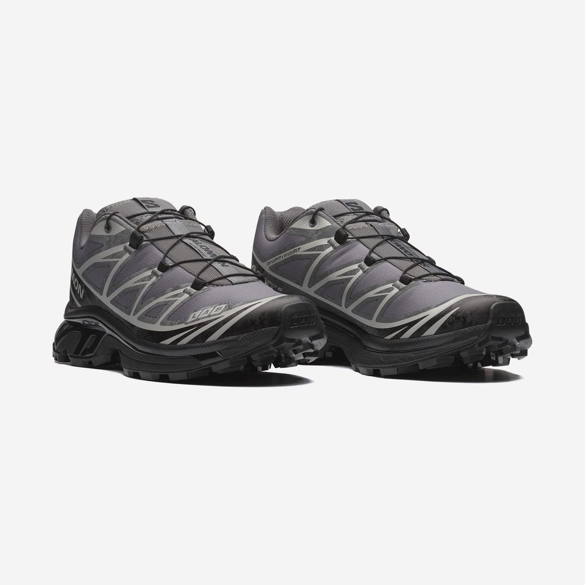 Salomon XT6 Protective Castlerock Black Paloma, paire de trois-quarts