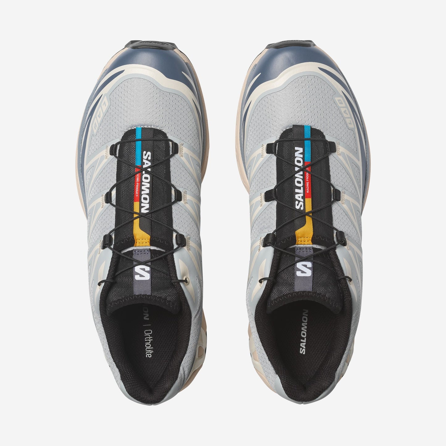 Salomon XT6 Pearl Blue Grisaille, vue de trois-quarts