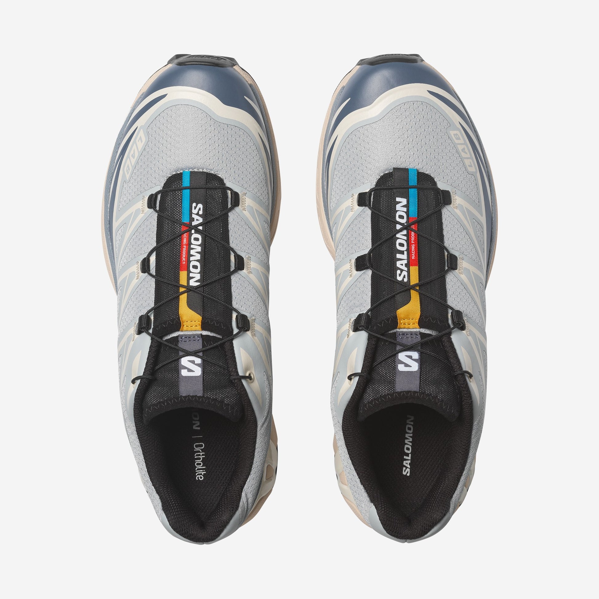 Salomon XT6 Pearl Blue Grisaille, vue de trois-quarts