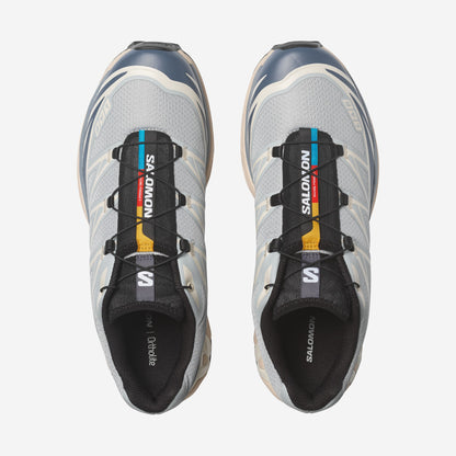 Salomon XT6 Pearl Blue Grisaille, vue de trois-quarts
