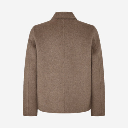 Packshot de dos de la veste Sapaulo Lead Gray Mel. Samsøe Samsøe en laine recyclée mélangée, couture milieu dos