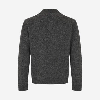 Packshot de dos du cardigan Sarichard Dark Grey Mel. en 100 % laine mérinos, Samsøe Samsøe