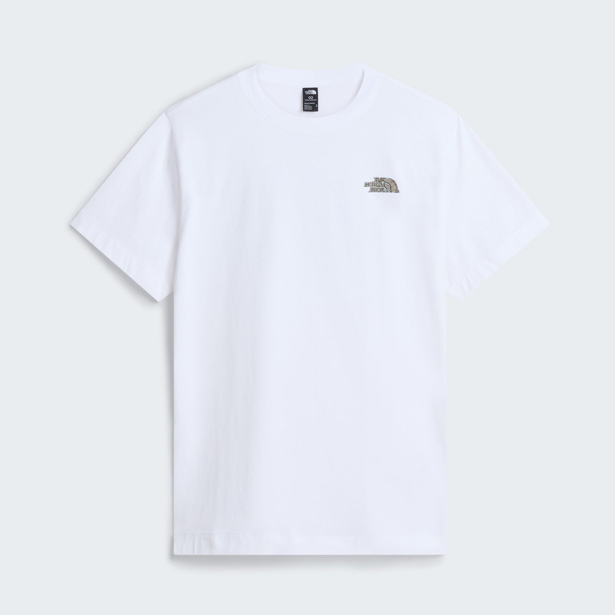 The North Face T-shirt Stone Logo Blanc, de face à plat, chez For The Week Ajaccio