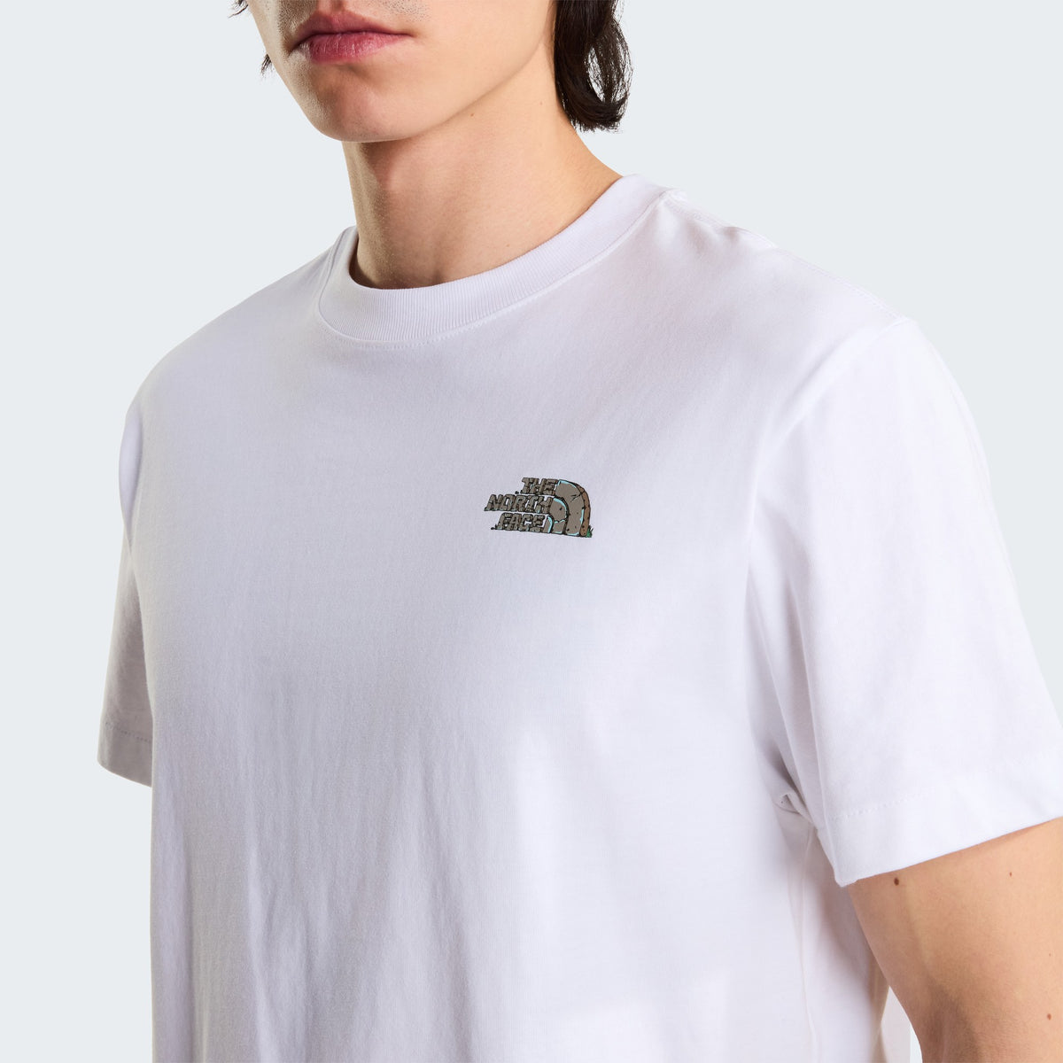 The North Face T-shirt Stone Logo Blanc, logo sur la poitrine, chez For The Week Ajaccio