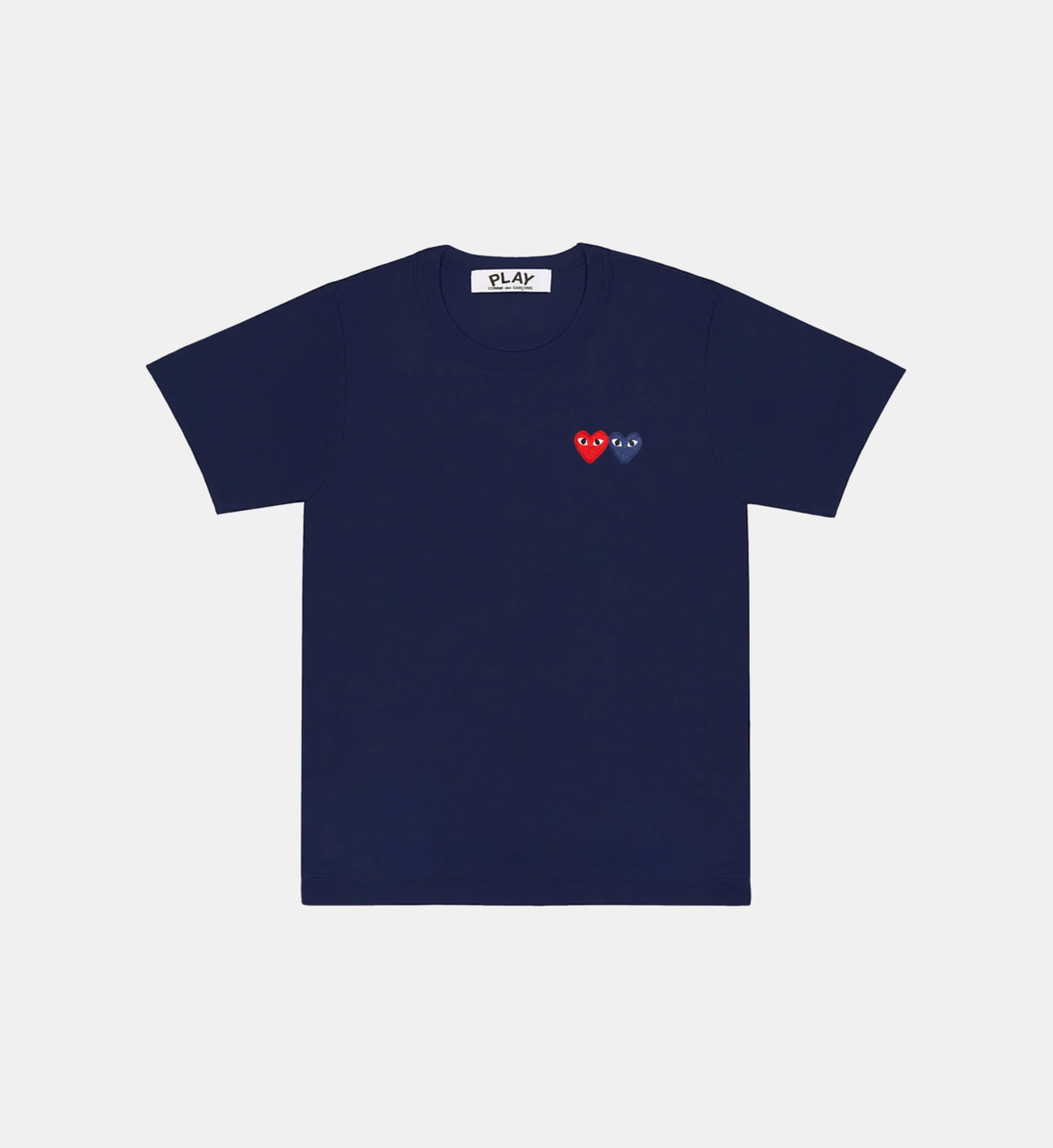 CDG Play Tshirt Double Heart Navy