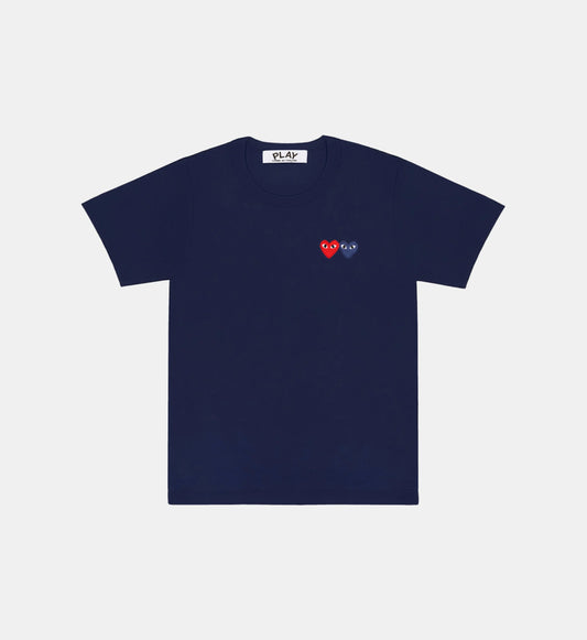 CDG Play Tshirt Double Heart Navy