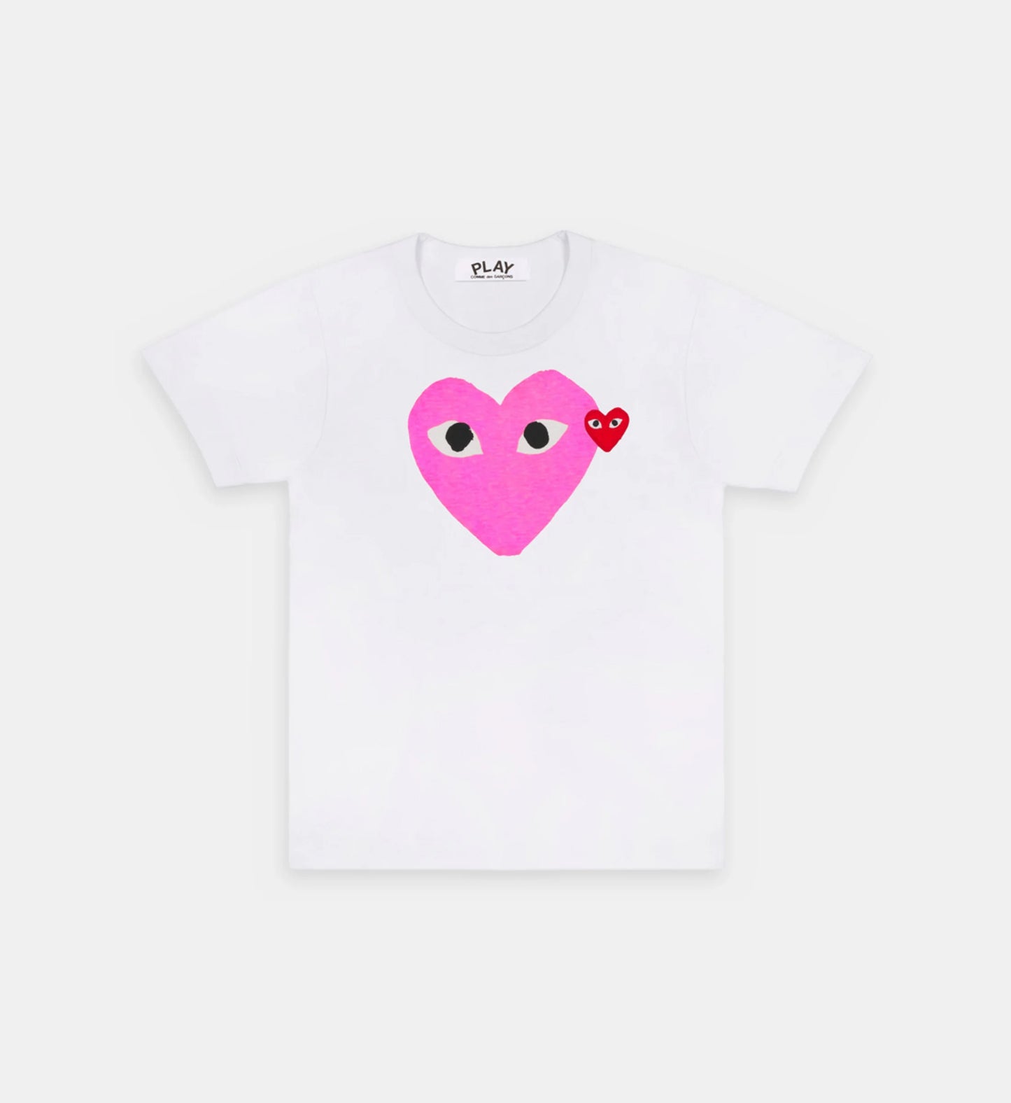 CDG Play Tshirt Double Heart White/Pink