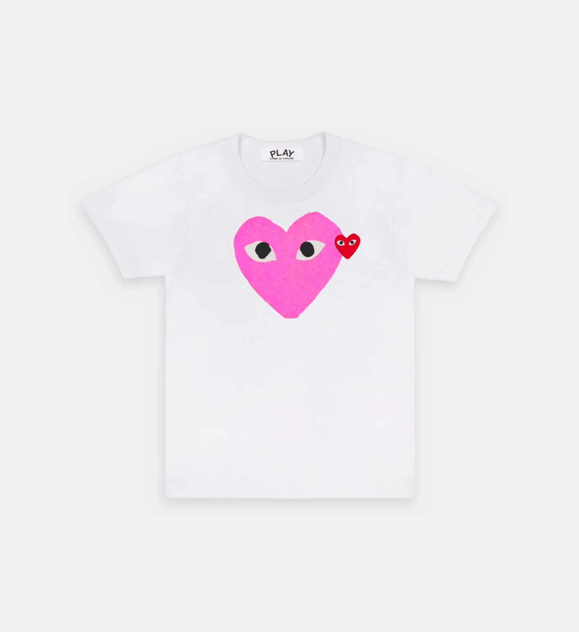 CDG Play Tshirt Double Heart White/Pink