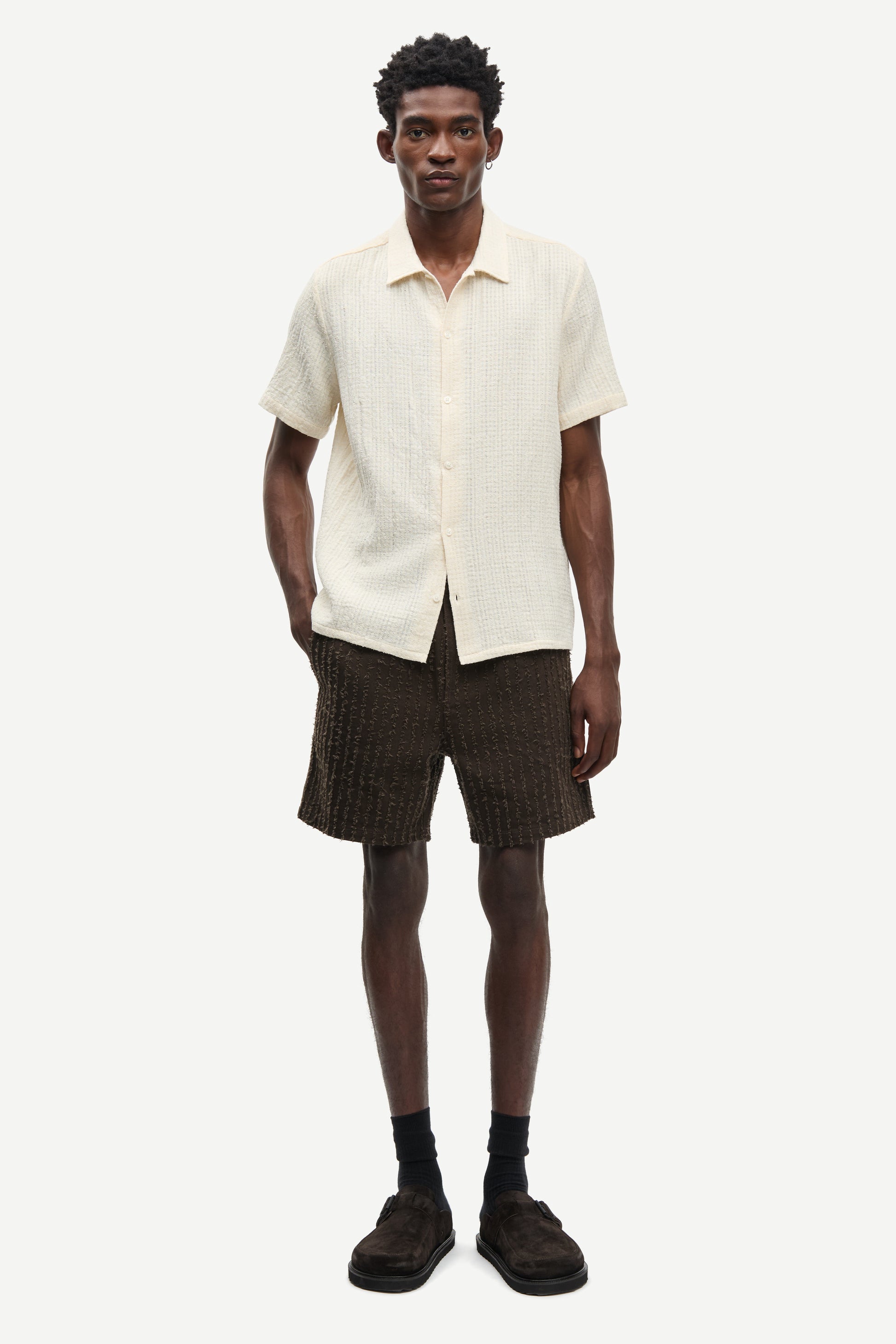 Samsoe Samsoe Saavan JX Shirt Clear Cream vue de face porté